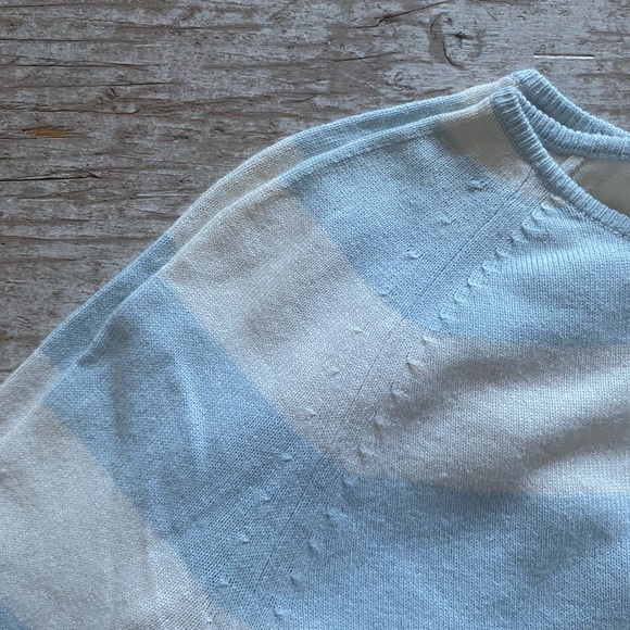Club Monaco silk knit baby blue stripe sweater - Picture 2 of 15